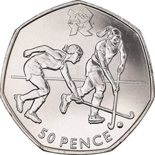 Coin, Great Britain, Elizabeth II, Hockey, 50 Pence, 2011, British Royal Mint