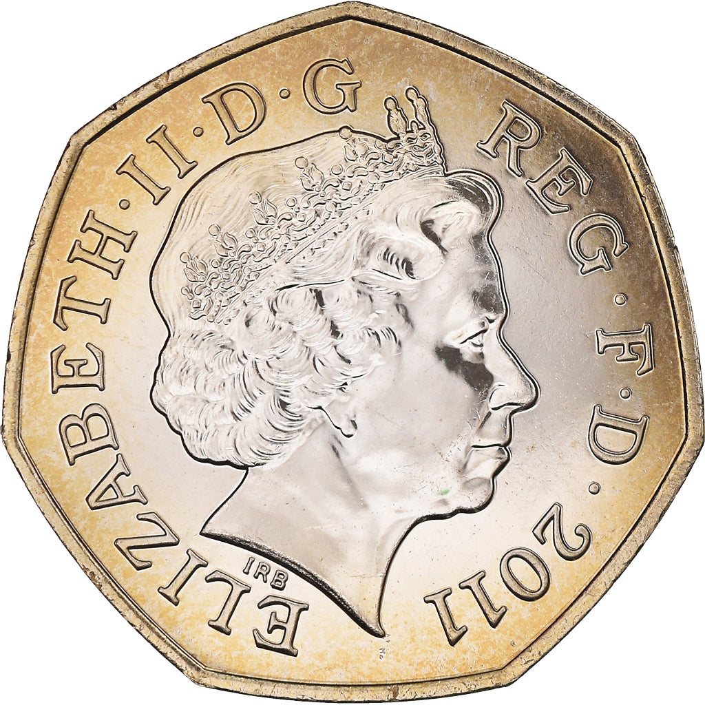 Coin, Great Britain, Elizabeth II, Hockey, 50 Pence, 2011, British Royal Mint