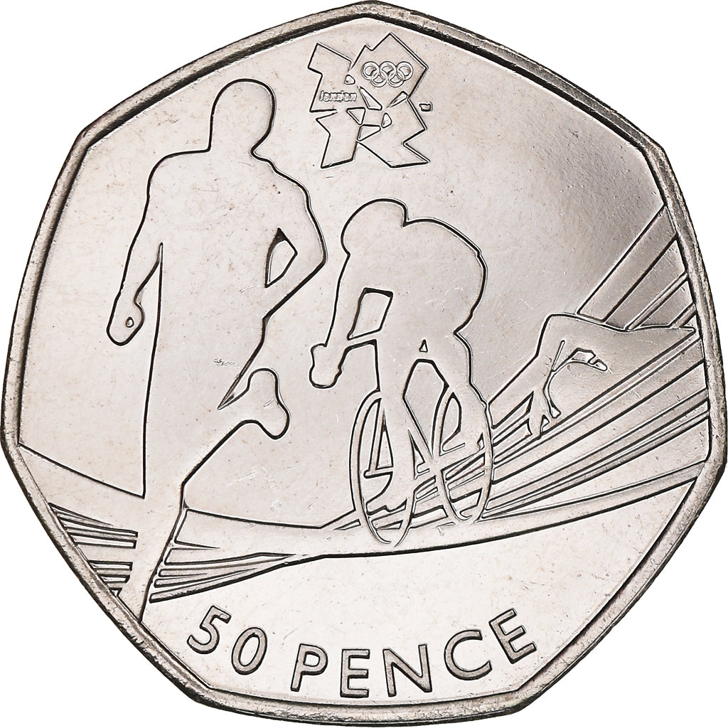 Münze, Großbritannien, Elizabeth II, Triathlon, 50 Pence, 2011, British Royal