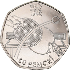 Coin, Great Britain, Elizabeth II, Table Tennis, 50 Pence, 2011, British Royal