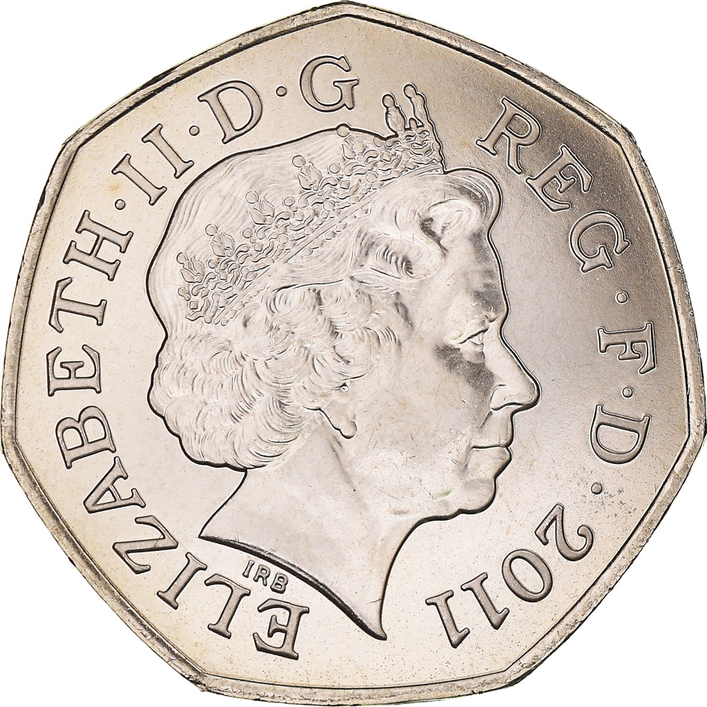 Coin, Great Britain, Elizabeth II, Table Tennis, 50 Pence, 2011, British Royal