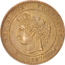 FRANCE, Cérès, 10 Centimes, 1887, Paris, KM #815.1, AU(55-58), Bronze, Gadoury #