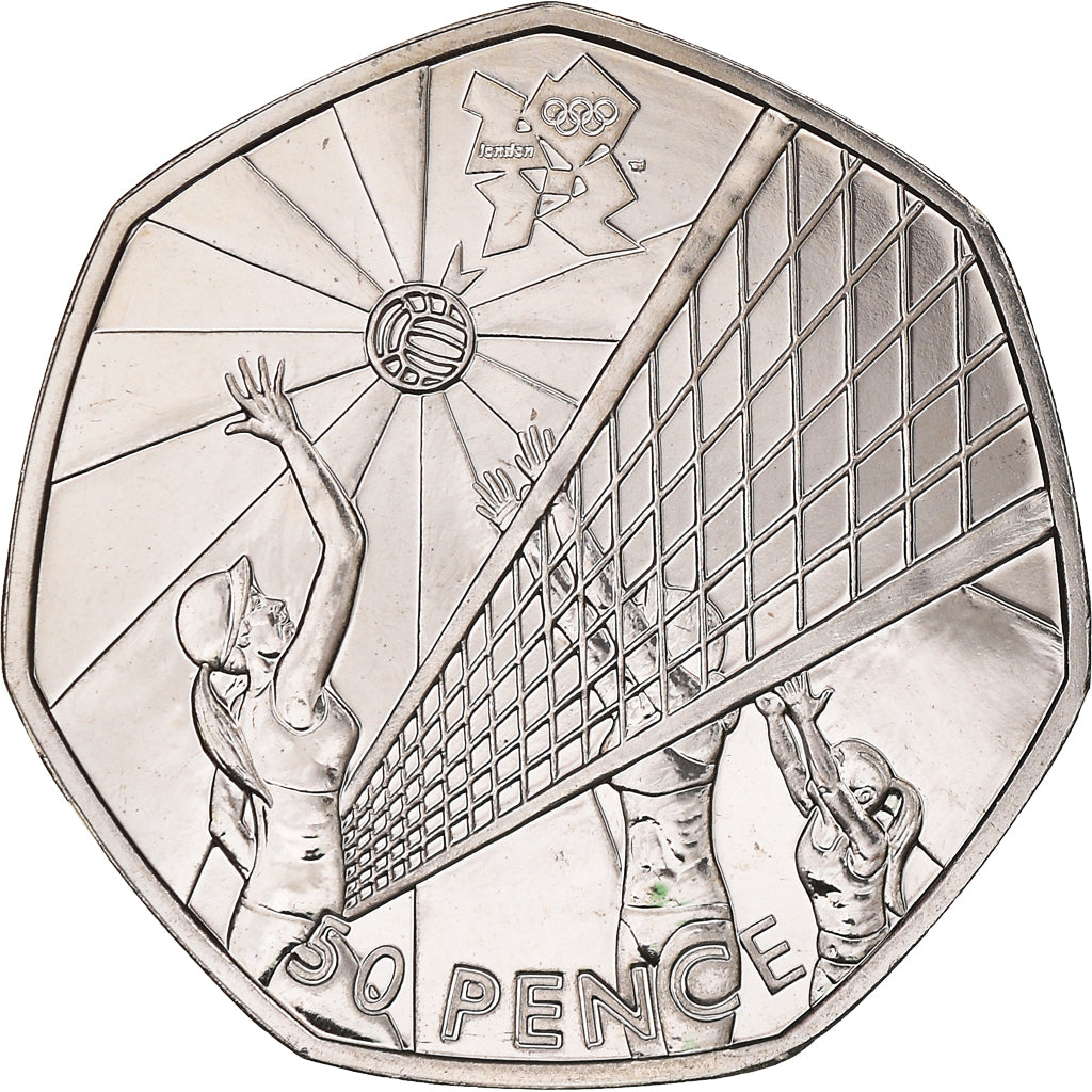 Moneta, Gran Bretagna, Elizabeth II, Volleyball, 50 Pence, 2011, British Royal