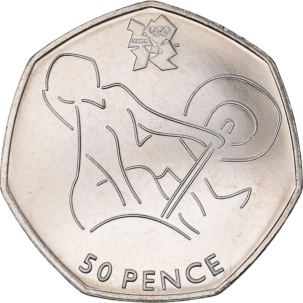 Coin, Great Britain, Elizabeth II, Weightlifting, 50 Pence, 2011, British Royal