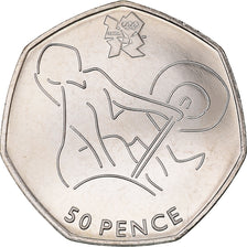 Coin, Great Britain, Elizabeth II, Weightlifting, 50 Pence, 2011, British Royal