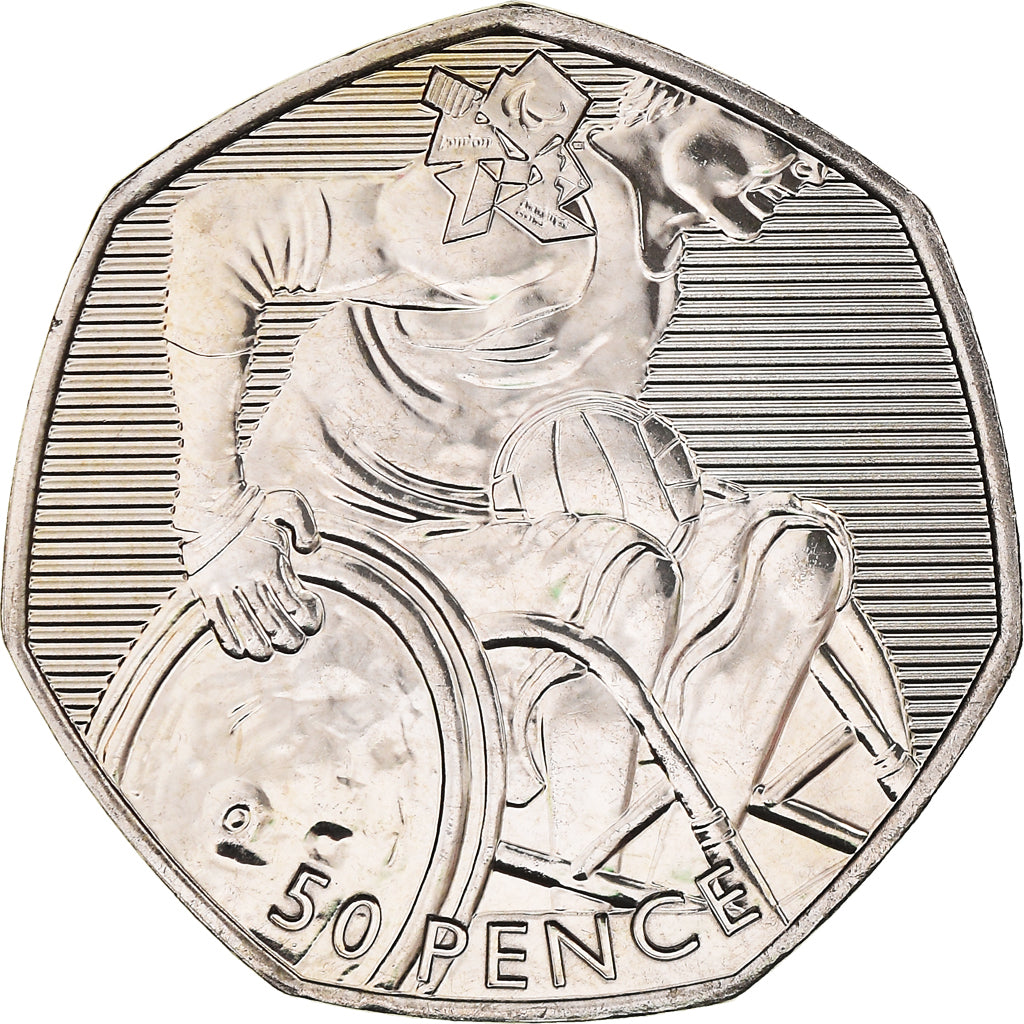 Coin, Great Britain, Elizabeth II, Wheelchair Rugby, 50 Pence, 2011, British