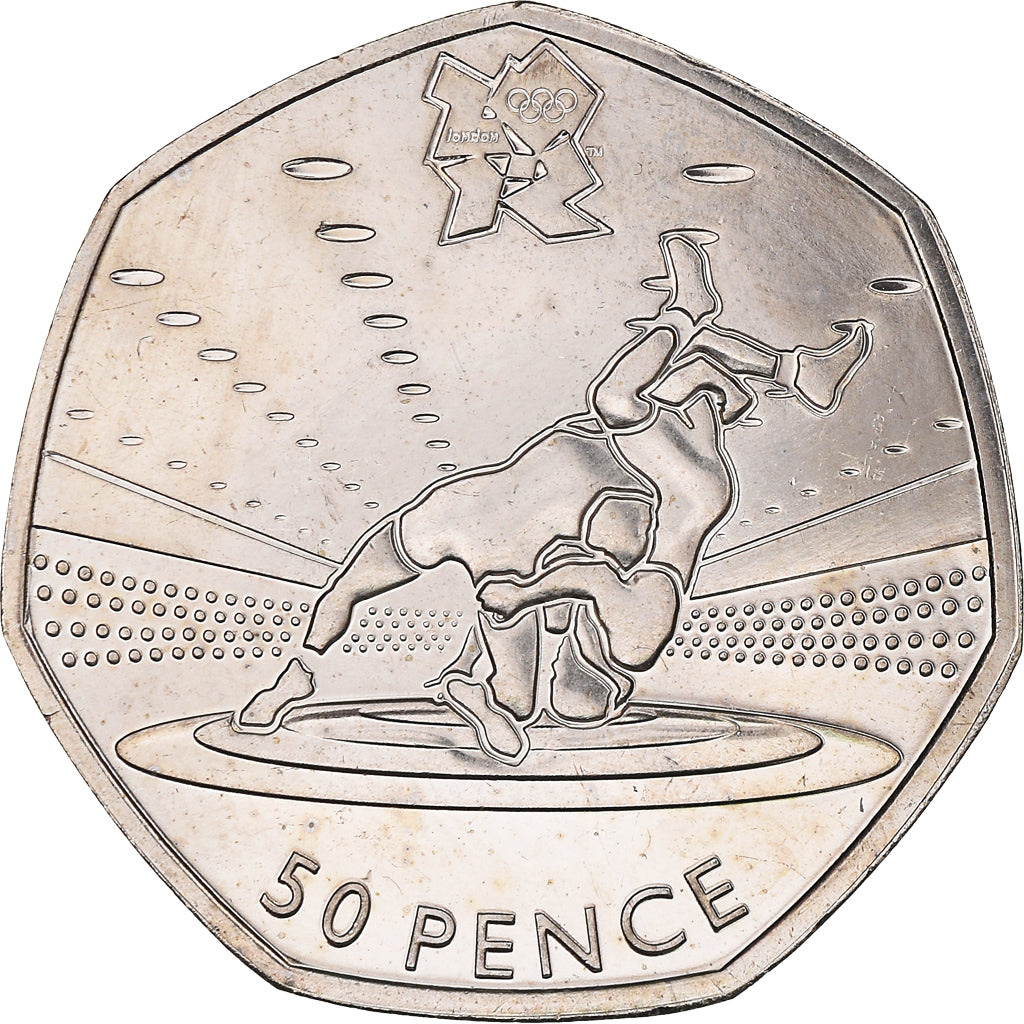 Coin, Great Britain, Elizabeth II, Wrestling, 50 Pence, 2011, British Royal