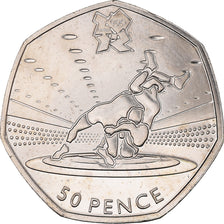 Coin, Great Britain, Elizabeth II, Wrestling, 50 Pence, 2011, British Royal