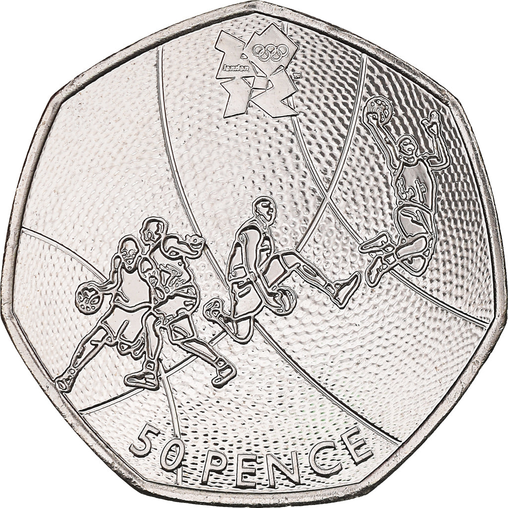 Coin, Great Britain, Elizabeth II, Basketball, 50 Pence, 2011, British Royal