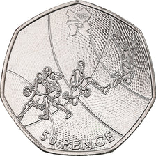 Coin, Great Britain, Elizabeth II, Basketball, 50 Pence, 2011, British Royal