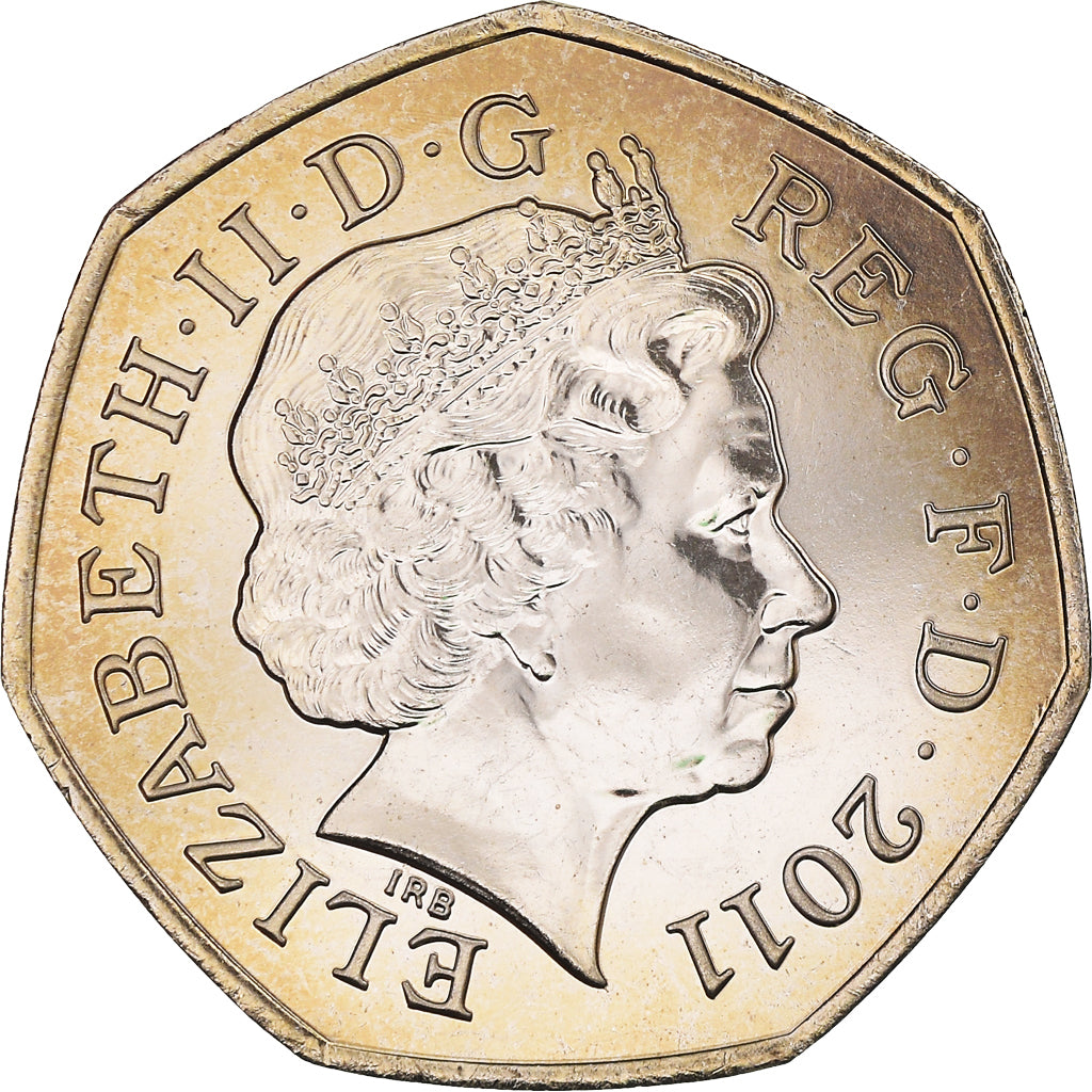 Coin, Great Britain, Elizabeth II, Basketball, 50 Pence, 2011, British Royal