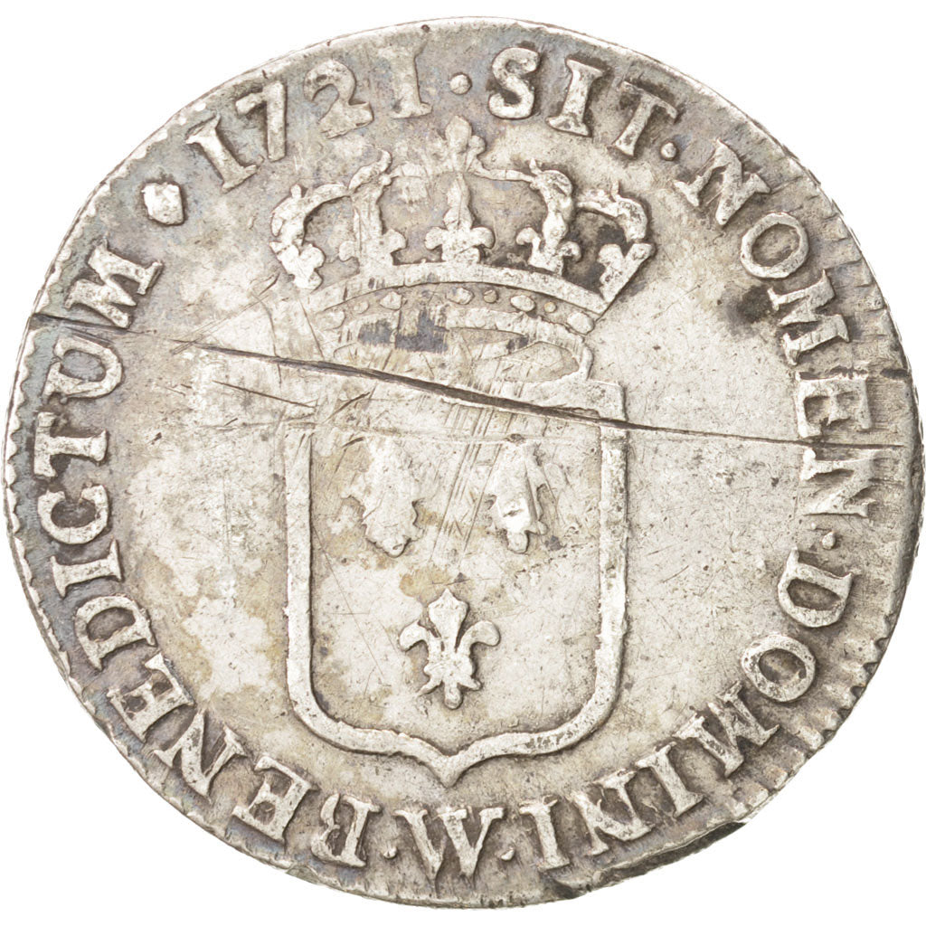 Francia, Louis XV, 1/3 Écu de France, 1/3 Ecu, 1721, Lille, MB+, Argento, KM...