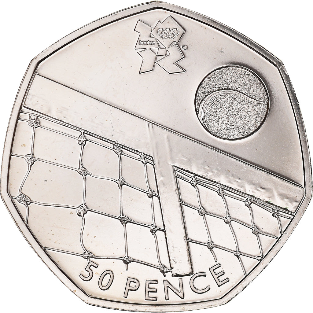 Coin, Great Britain, Elizabeth II, Tennis, 50 Pence, 2011, British Royal Mint