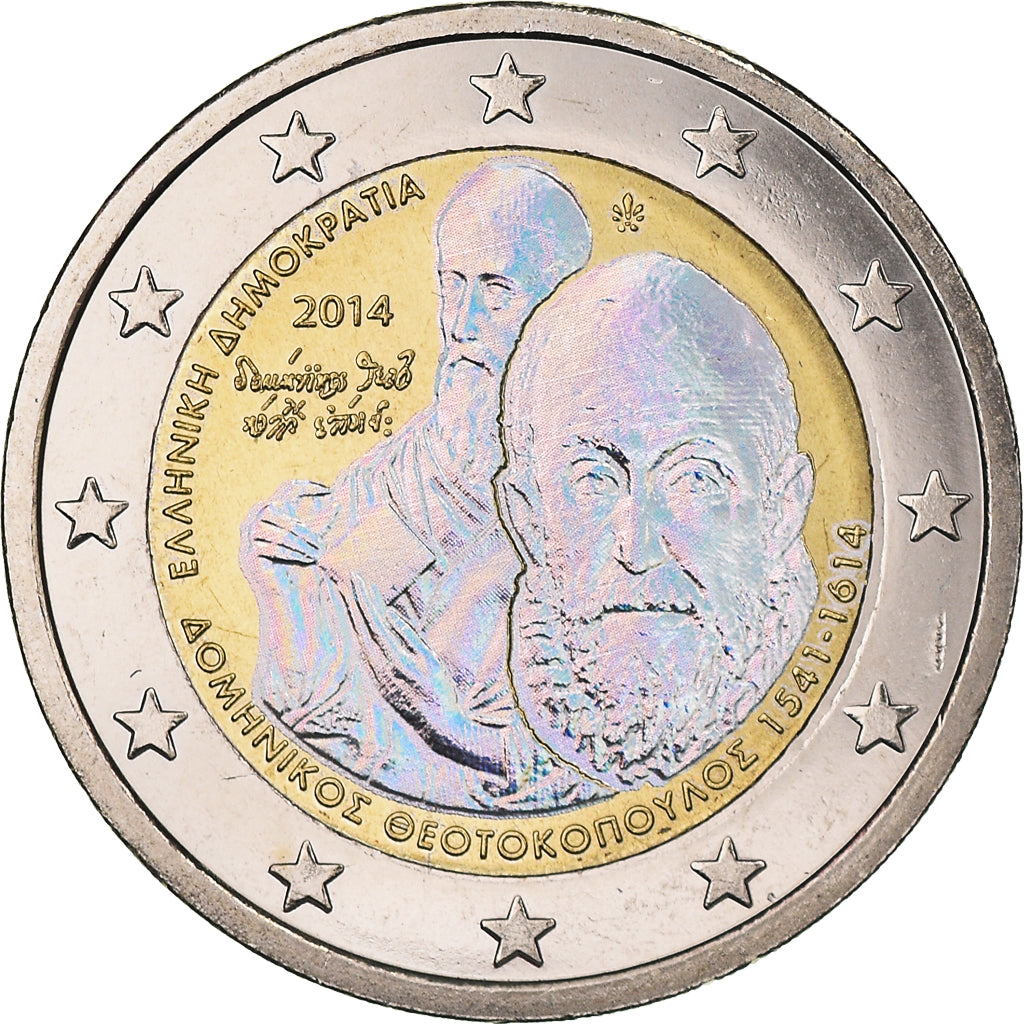 Greece, 2 Euro, Teotokoupolos, 2014, Iridescent, MS(63), Bi-Metallic, KM:New