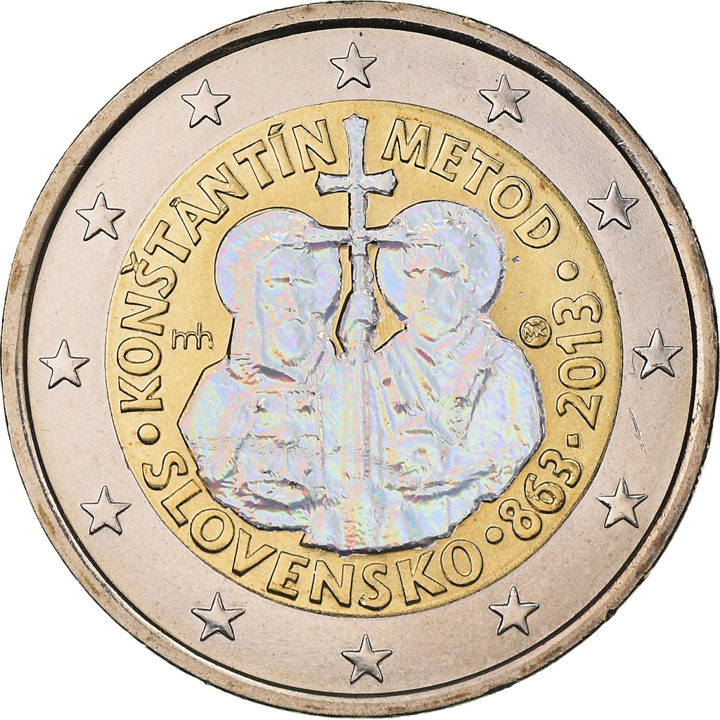 Slovakia, 2 Euro, Cyrille, Methode, 2013, Kremnica, Iridescent, MS(63)