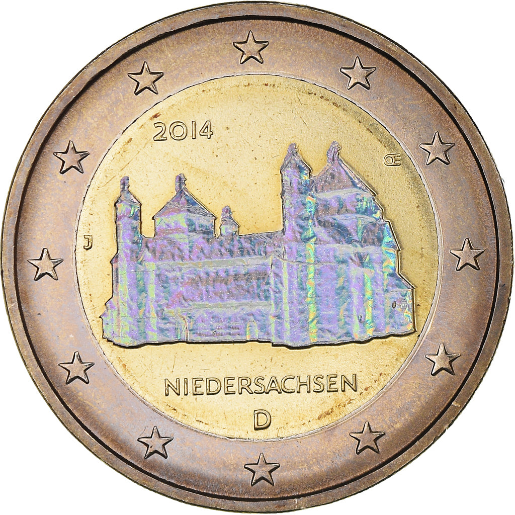 Alemania, 2 Euro, Niedersachsen, 2014, Hambourg, Iridescent, SC+, Bimetálico