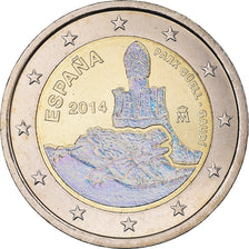 España, 2 Euro, Parc Guell, 2014, Madrid, Iridescent, SC, Bimetálico
