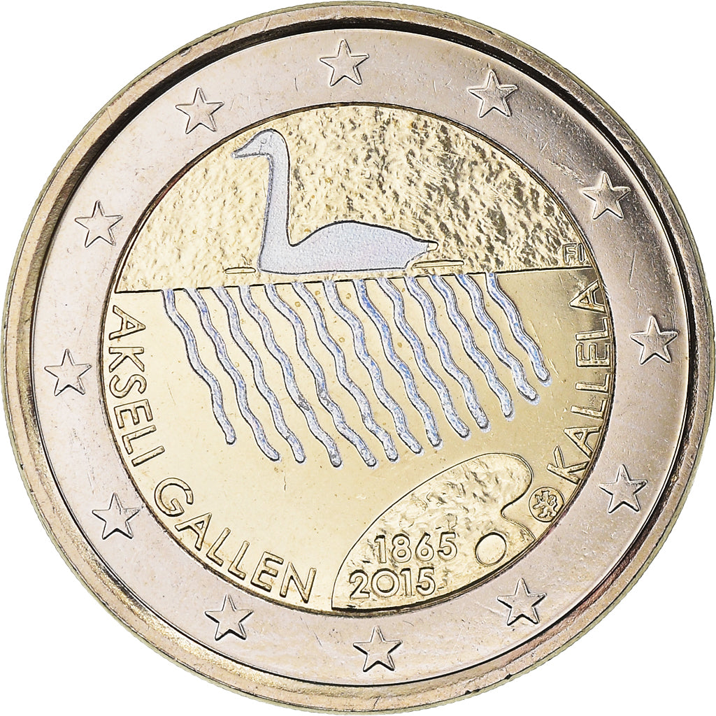 Finland, 2 Euro, Akseli Gallen-Kallela, 2015, Vantaa, Iridescent, MS(63)