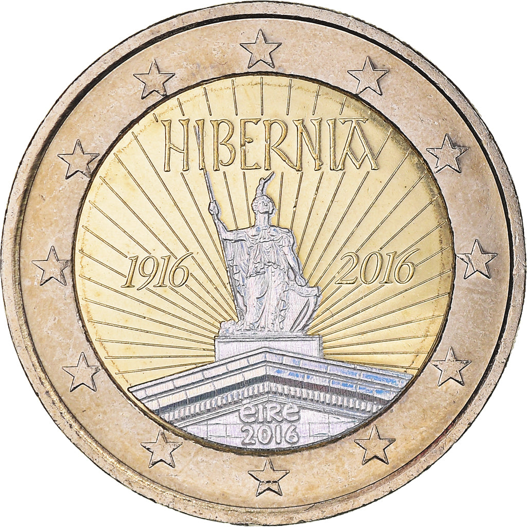 Irlanda, 2 Euro, Hibernia, 2016, Iridescent, SC, Bimetálico, KM:88