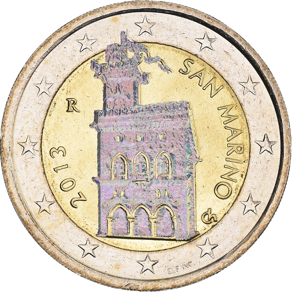 San Marino, 2 Euro, 2nd map, 2013, Rome, Hologramme, MS(64), Bi-Metallic, KM:486