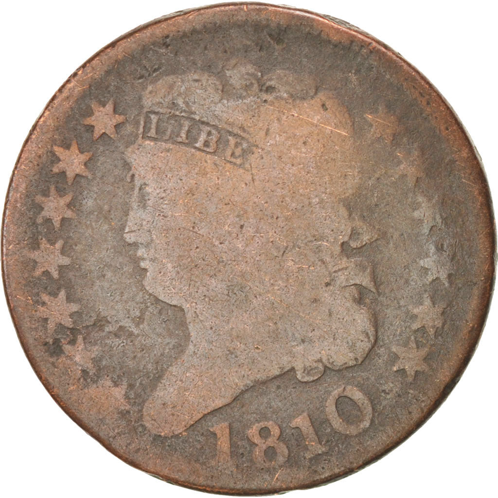 UNITED STATES, Classic Head Half Cent, Half Cent, 1810, U.S. Mint, KM #41,...