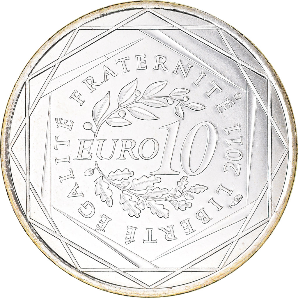 France, 10 Euro, Réunion, 2011, Paris, MS(64), Silver, KM:1750