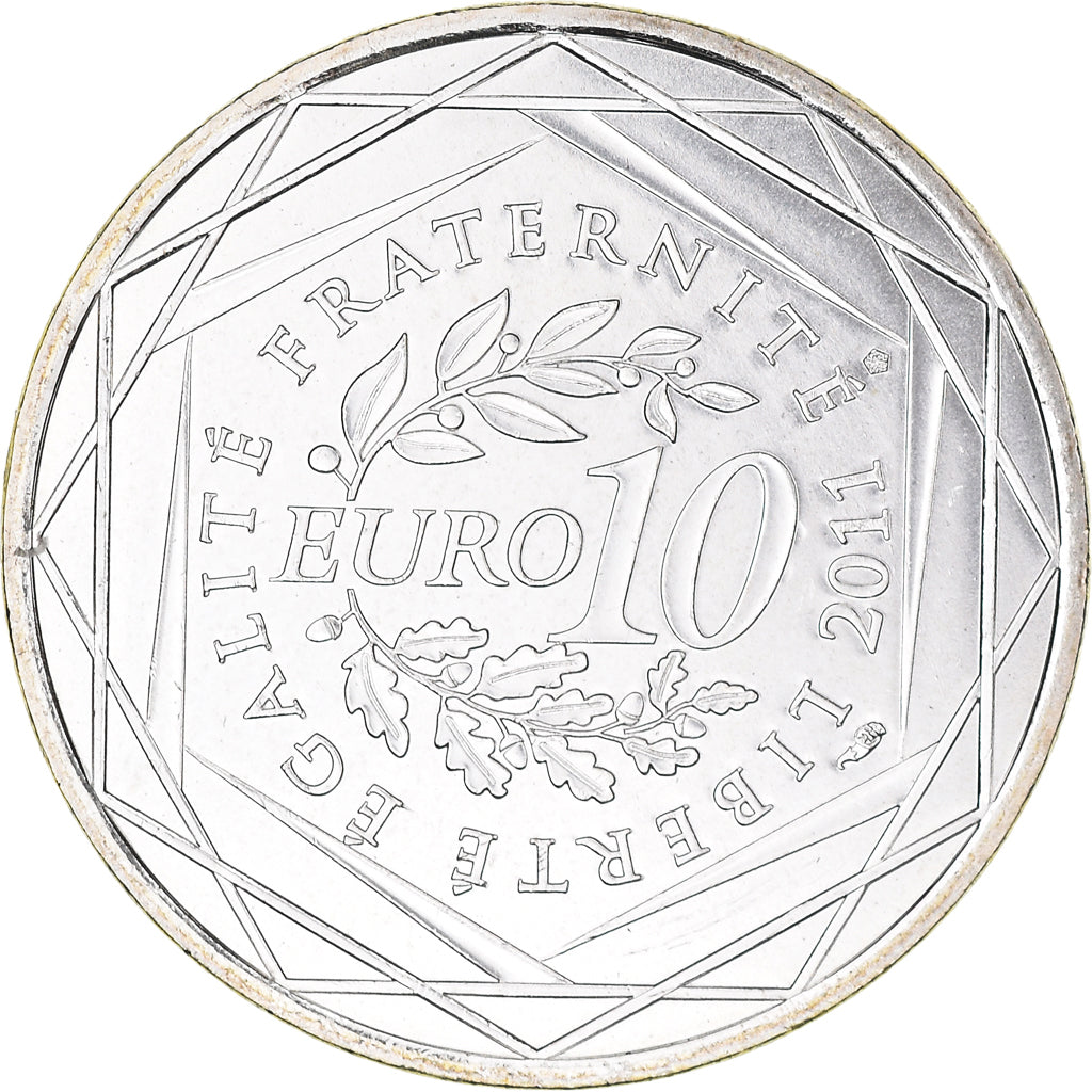 France, 10 Euro, 2011, Paris, MS(63), Silver, KM:1751