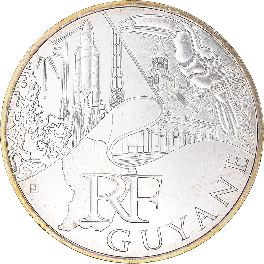 France, 10 Euro, Guyane, Euros des régions, 2011, FDC, MS(63), Silver