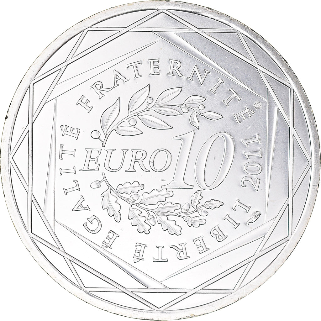 France, 10 Euro, Guyane, Euros des régions, 2011, FDC, MS(63), Silver