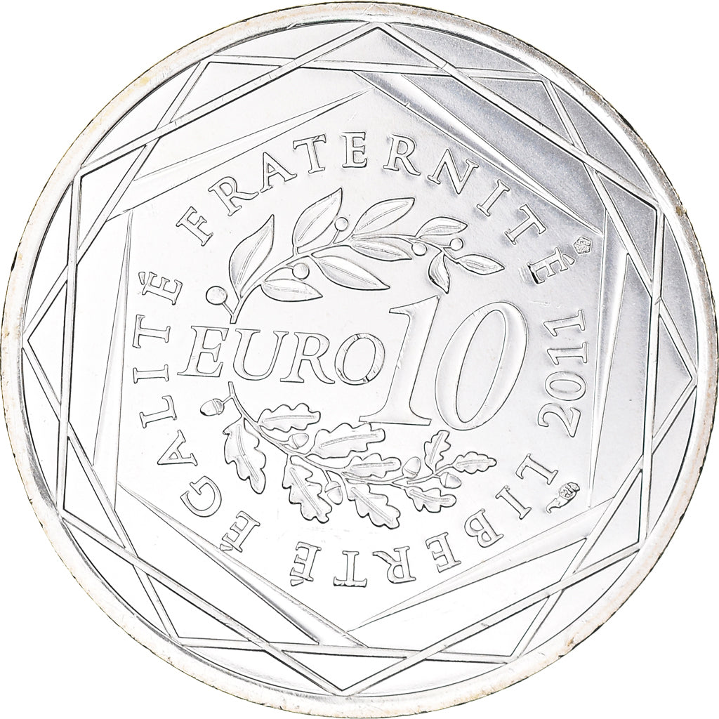 France, 10 Euro, Corse, Euros des régions, 2011, Paris, FDC, MS(63), Silver