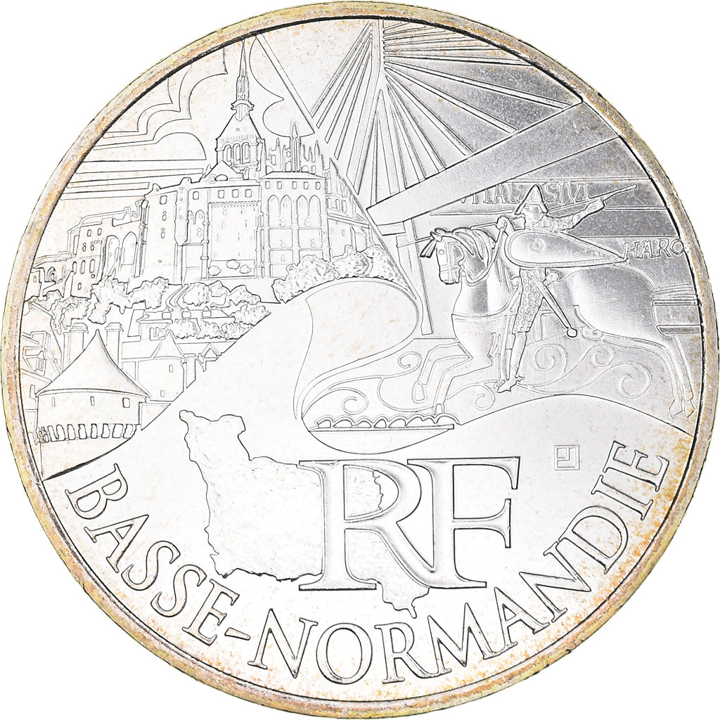 France, 10 Euro, Basse Normandie, 2011, Paris, MS(64), Silver, KM:1729