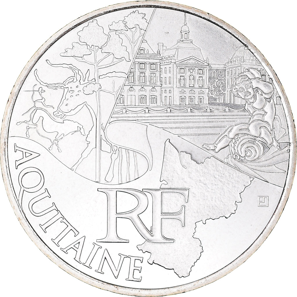 France, 10 Euro, Aquitaine, 2011, Paris, MS(64), Silver, KM:1727