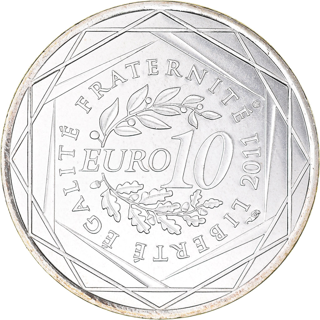 France, 10 Euro, Aquitaine, 2011, Paris, MS(64), Silver, KM:1727