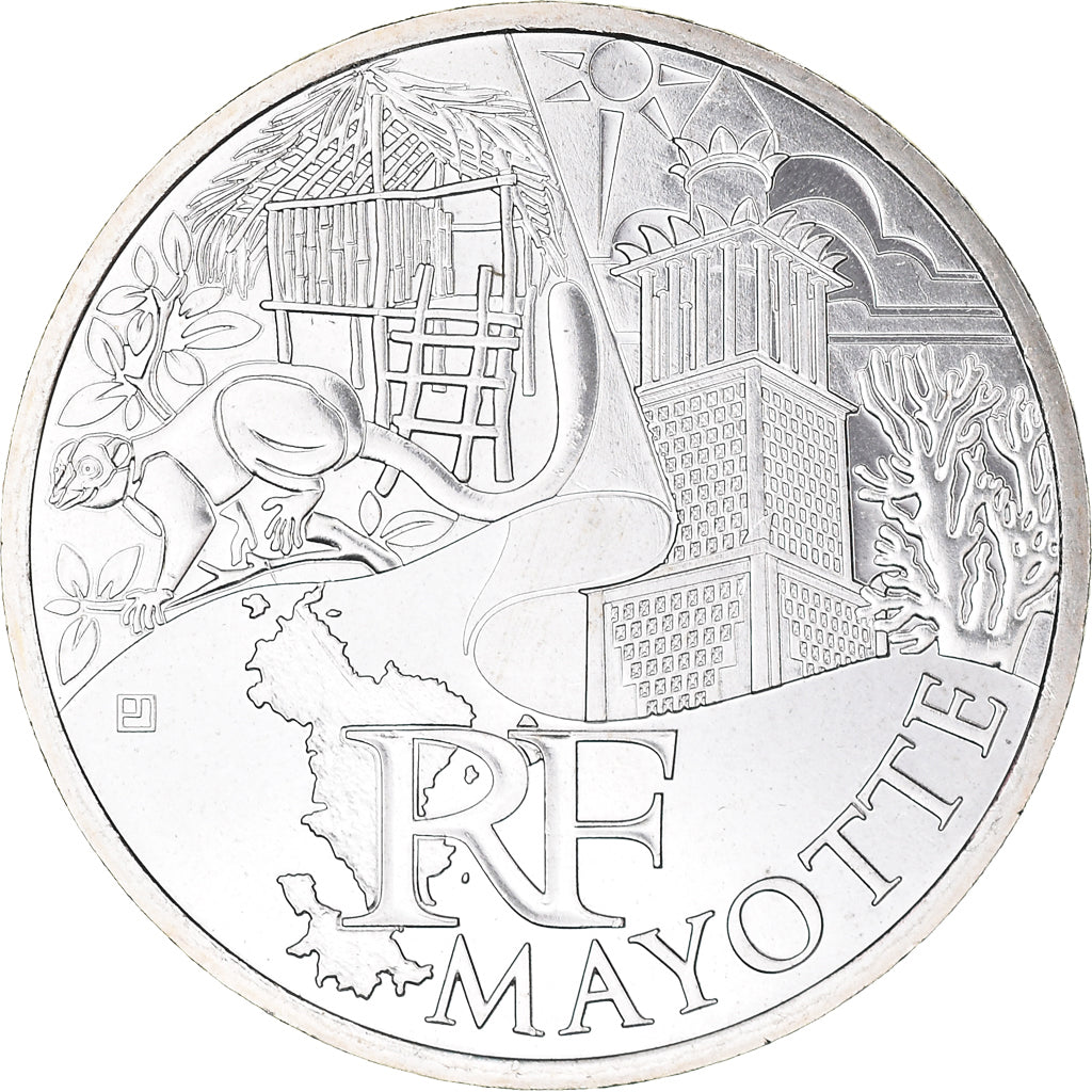 France, 10 Euro, Mayotte, 2011, Paris, MS(64), Silver, KM:1726