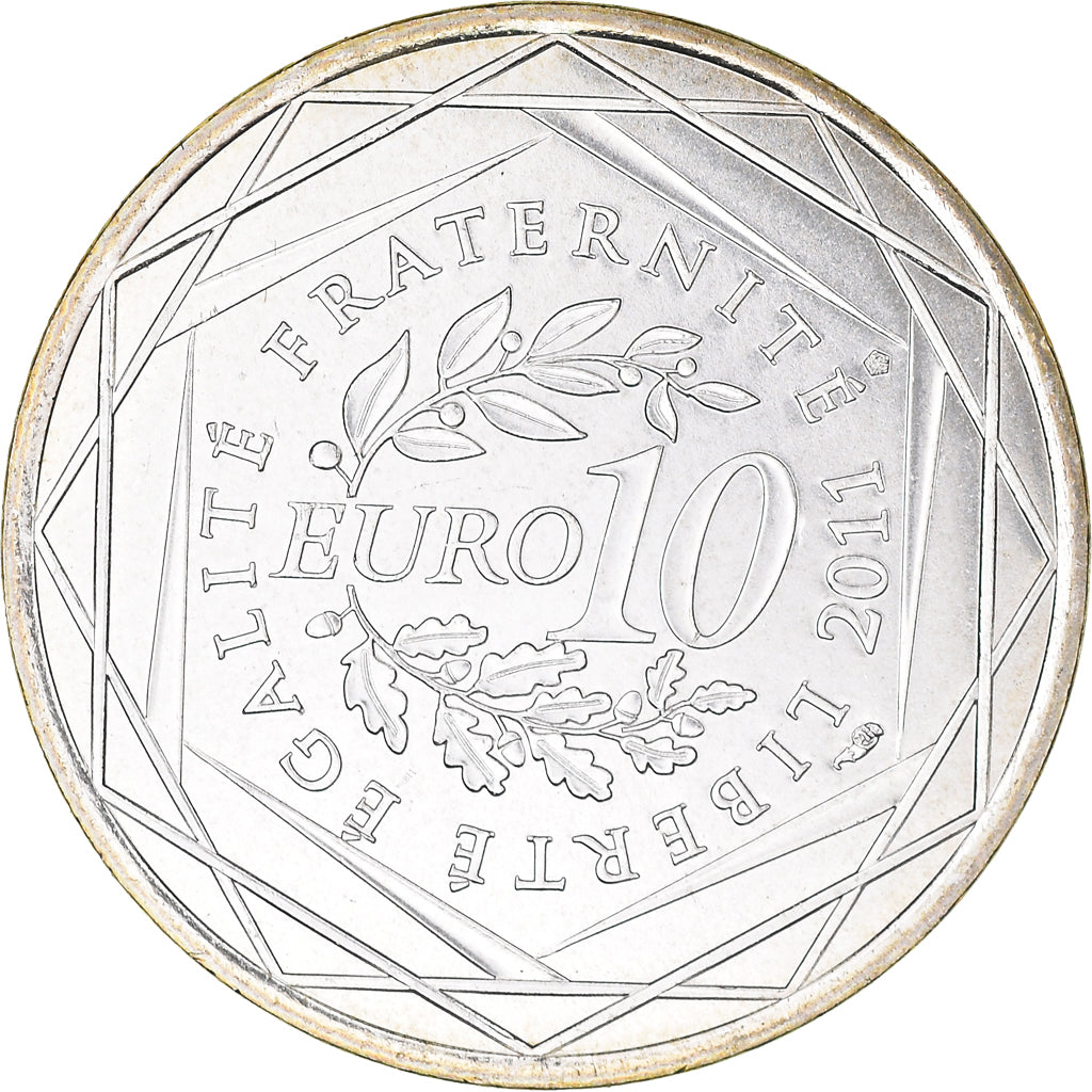 França, 10 Euro, Bretagne, Euros des régions, 2011, MS(64), Prata