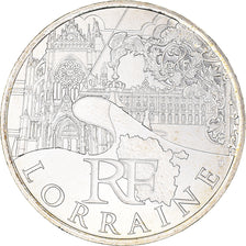 França, 10 Euro, Lorraine, 2011, Paris, MS(64), Prata, KM:1743