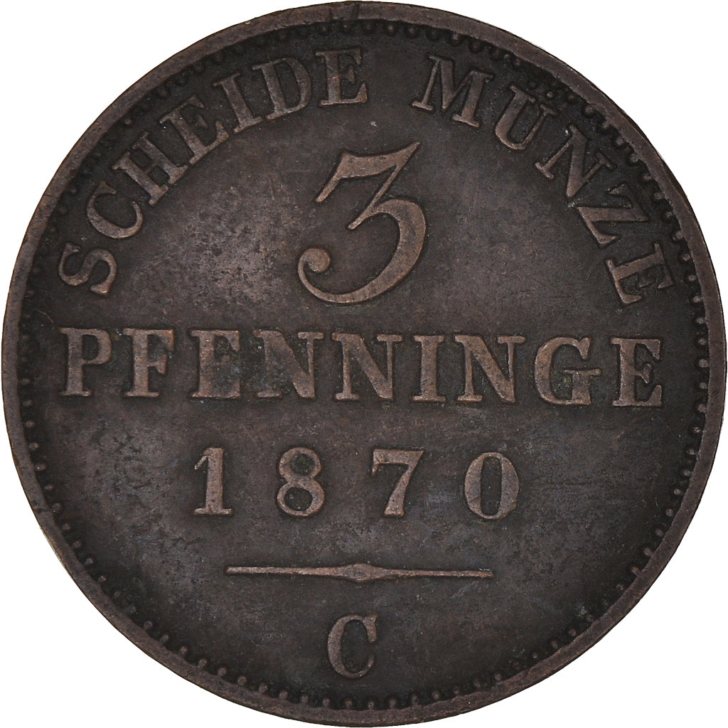 Coin, German States, PRUSSIA, Wilhelm I, 3 Pfennig, 1870, Cleves, VF(30-35)