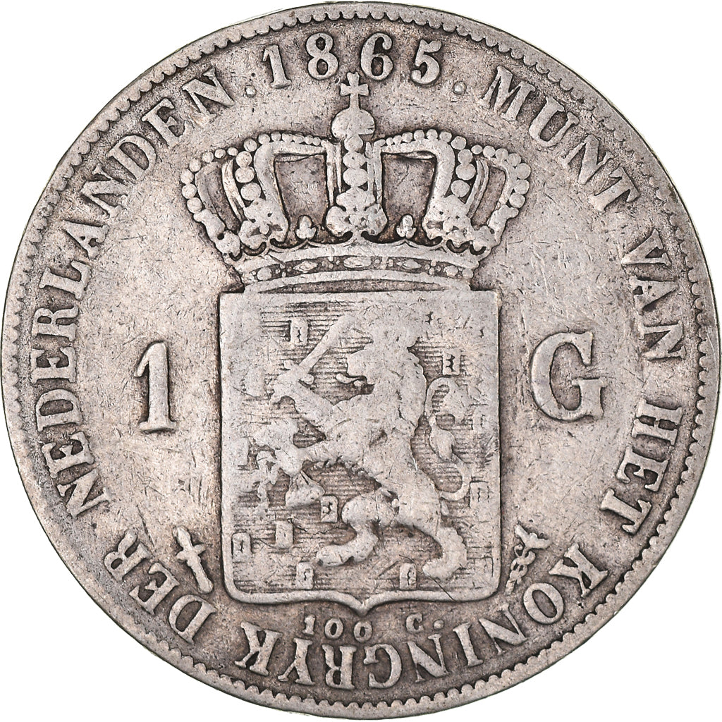 Moneta, Paesi Bassi, William III, Gulden, 1865, MB+, Argento, KM:93