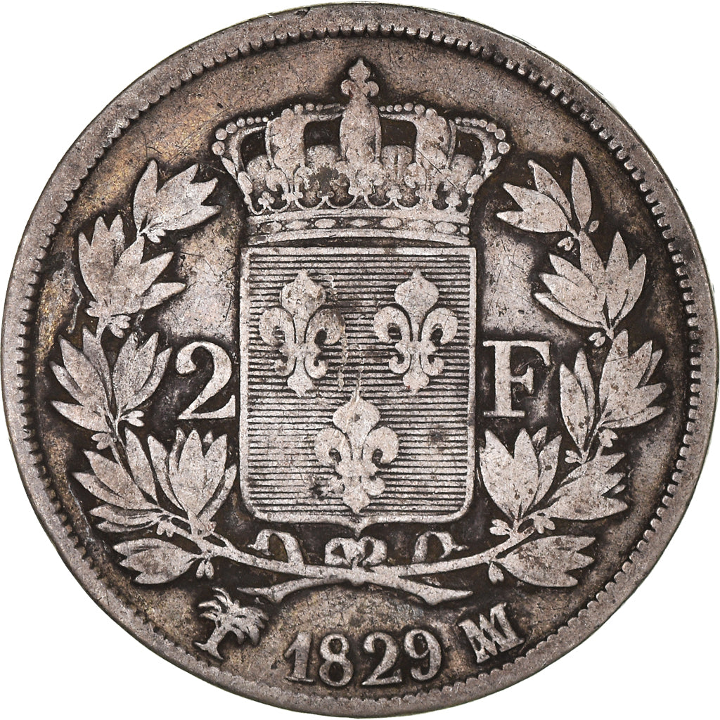 Coin, France, Charles X, 2 Francs, 1829, Marseille, VF(30-35), Silver, KM:725.10