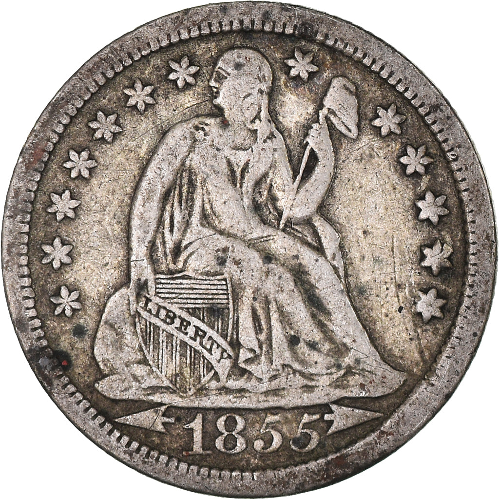 Coin, United States, Seated Liberty Dime, Dime, 1855, U.S. Mint, Philadelphia