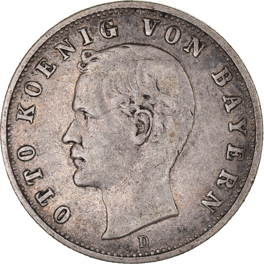 Coin, German States, BAVARIA, Otto, 2 Mark, 1908, Munich, EF(40-45), Silver