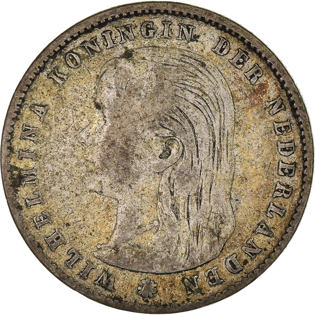Coin, Netherlands, Wilhelmina I, 25 Cents, 1897, VF(20-25), Silver, KM:115
