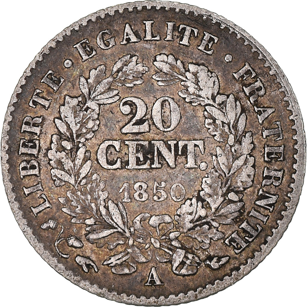 Monnaie, France, Cérès, 20 Centimes, 1850, Paris, TB+, Argent, KM:758.1, Le