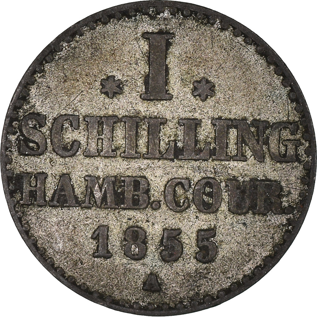 Coin, German States, HAMBURG, Schilling, 1855, VF(30-35), Silver, KM:586