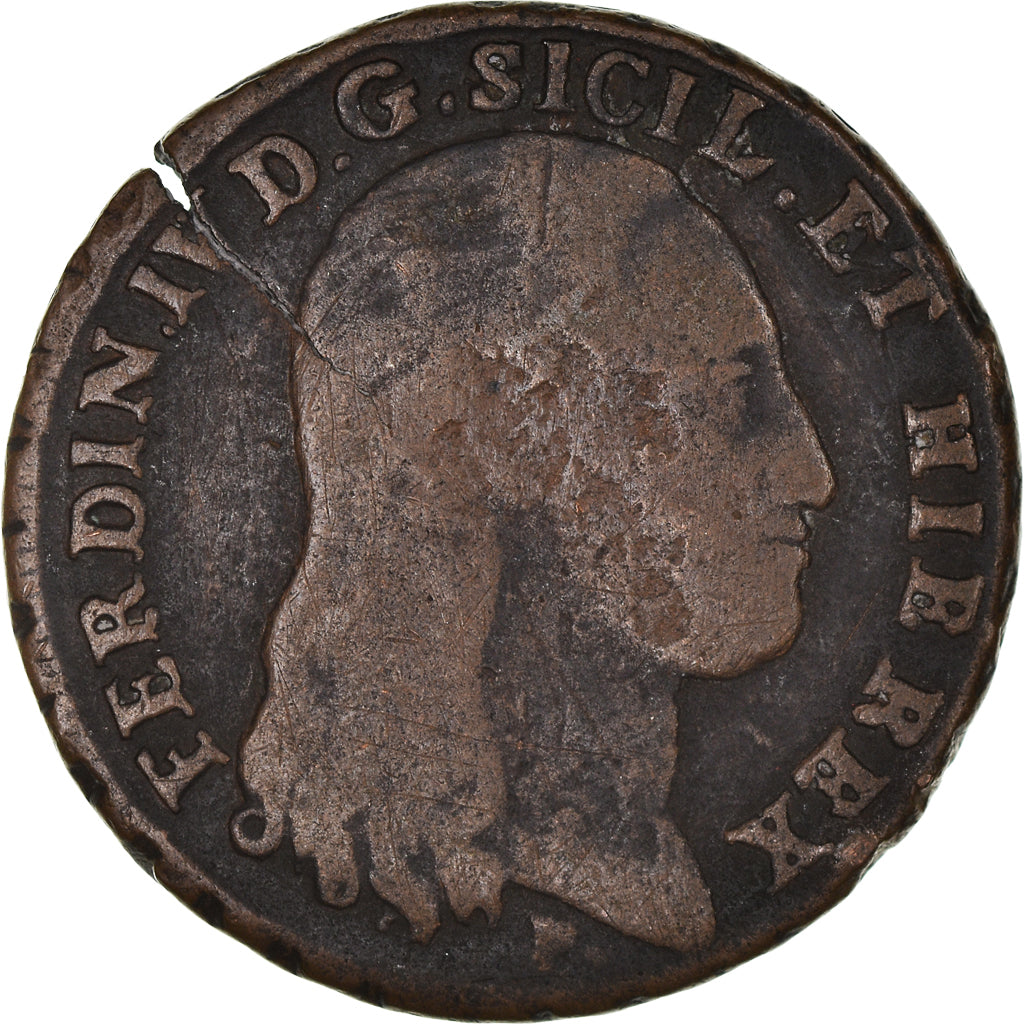 Coin, ITALIAN STATES, NAPLES, Ferdinando IV, 8 Tornesi, 1797, VF(20-25), Copper