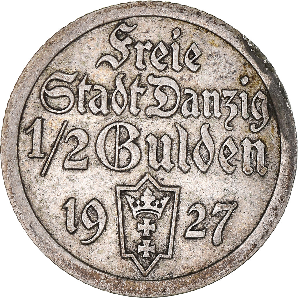 Coin, DANZIG, 1/2 Gulden, 1927, AU(50-53), Silver, KM:144