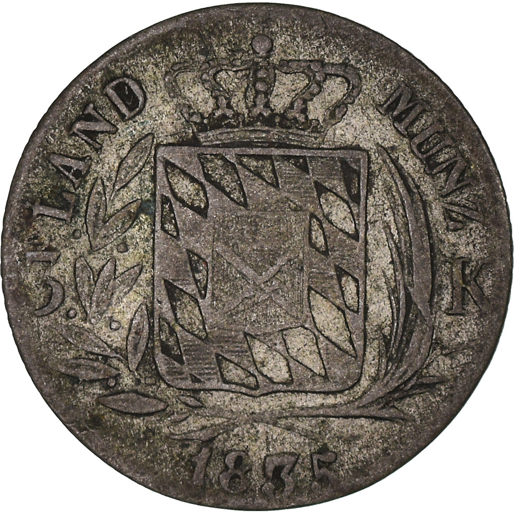 Moneta, Landy niemieckie, BAVARIA, Ludwig I, 3 Kreuzer, Groschen, 1835