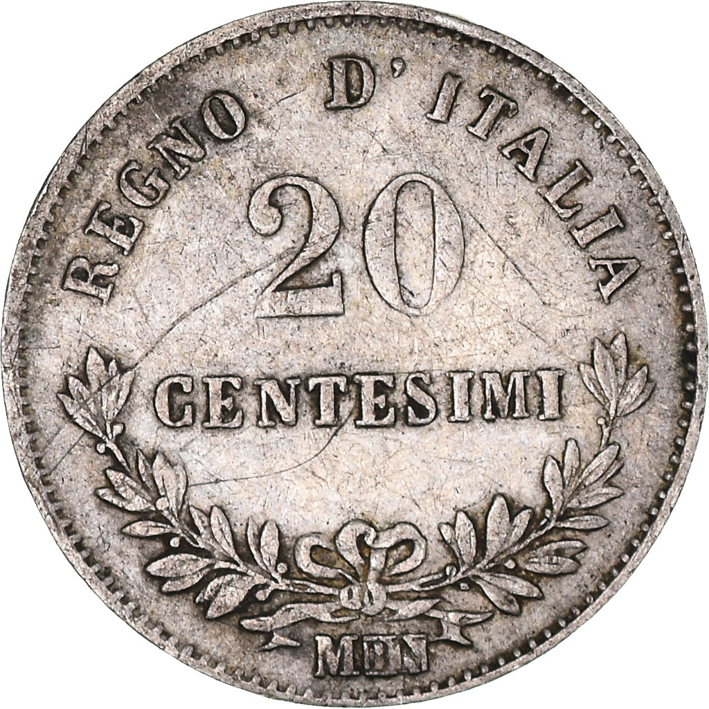 Münze, Italien, Vittorio Emanuele II, 20 Centesimi, 1863, Milan, SS, Silber