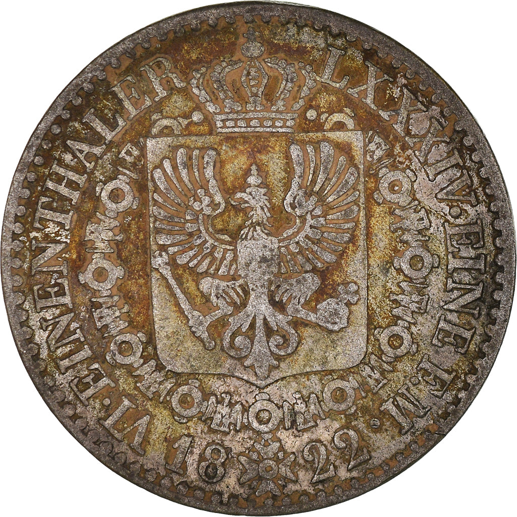 Coin, German States, PRUSSIA, Friedrich Wilhelm III, 1/6 Thaler, 1822, Berlin