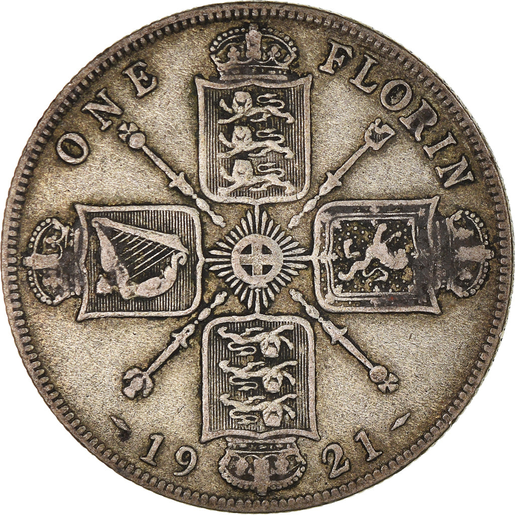 Moneta, Gran Bretagna, George V, Florin, Two Shillings, 1921, MB+, Argento